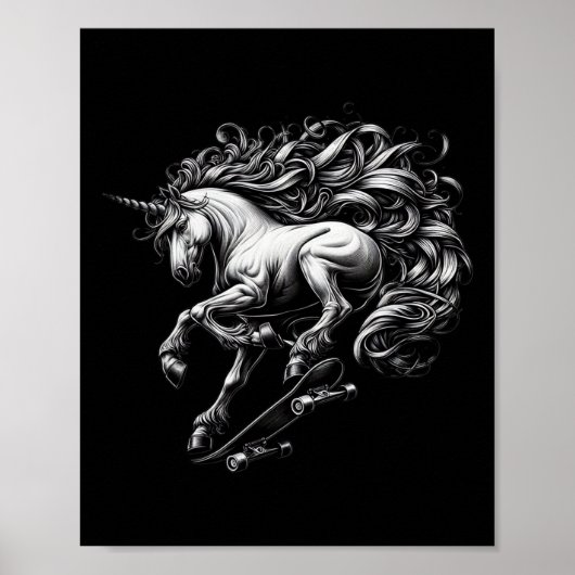 Unicorn Skateboard Mythical Creature Savage Meme F Poster (Voorkant)