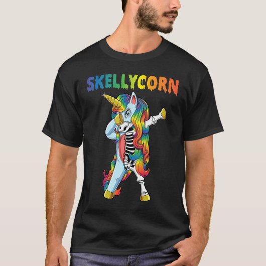 Unicorn Skeleton  Dabbing Unicorn Cute Halloween T-shirt (Voorkant)