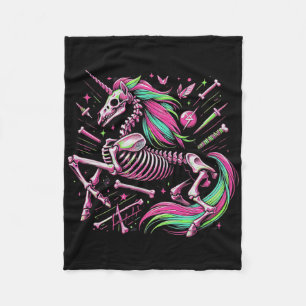 Unicorn Skeleton Fantasy Halloween Punk Rock Zombi Fleece Deken