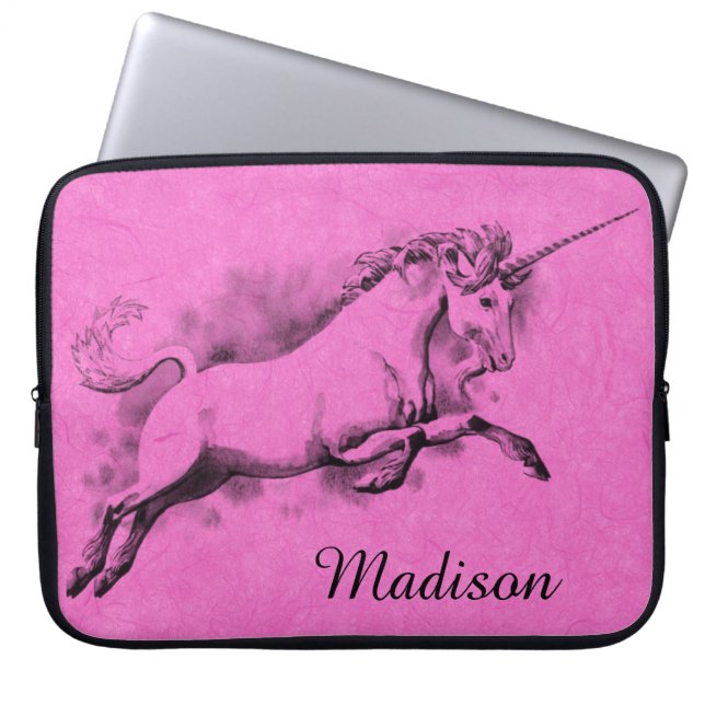 unicorn sketch fantasy art verdrievoudiging mode laptop sleeve (Voorkant)