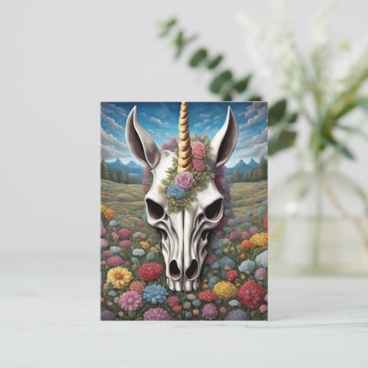 Unicorn Skull Briefkaart (Staand voorkant)