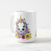 Unicorn Skull Flowers Pastel Goth Soft Grunge Goth Koffiemok (Voorkant links)
