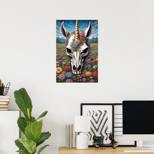 Unicorn Skull Poster (Thuiskantoor)
