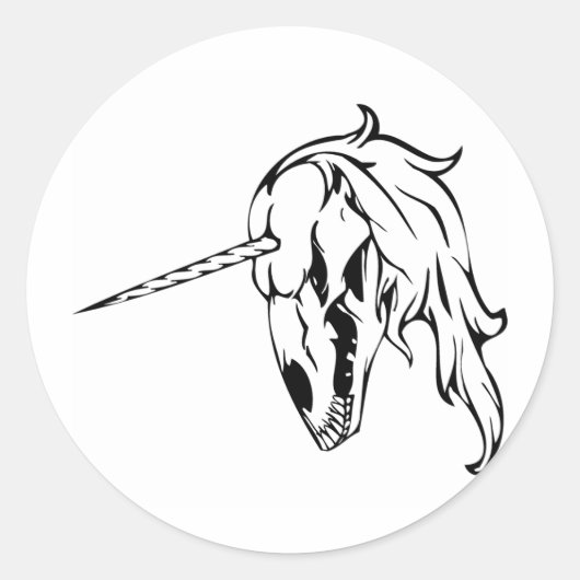 Unicorn Skull Ronde Sticker (Voorkant)