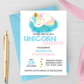 Unicorn Sleepover Kids verjaardagsfeestje uitnodig Kaart