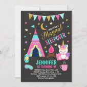 Unicorn Sleepover Party Birthday Invitation Kaart (Voorkant)