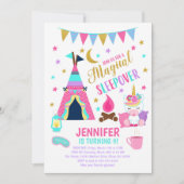 Unicorn Sleepover Party Birthday Invitation Kaart (Voorkant)