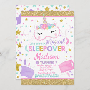 Unicorn Sleepover Party Invitation Slumber Party Kaart