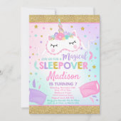 Unicorn Sleepover Party Invitation Slumber Party Kaart (Voorkant)