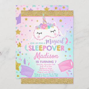 Unicorn Sleepover Party Invitation Slumber Party Kaart