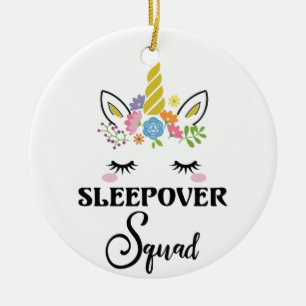 Unicorn Sleepover Squad Birthday Slumber Keramisch Ornament