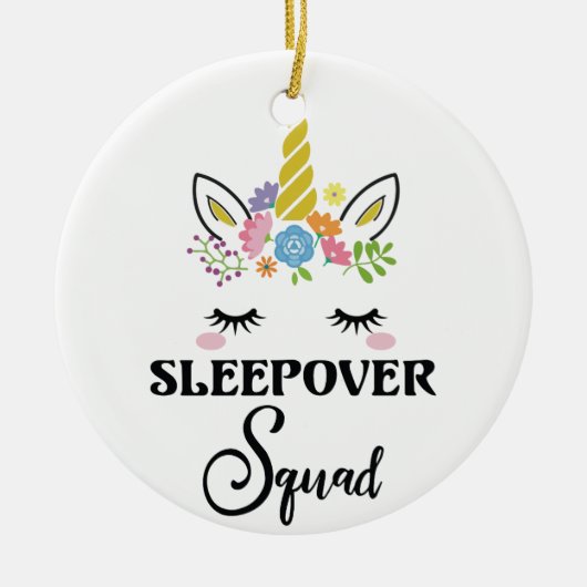 Unicorn Sleepover Squad Birthday Slumber Keramisch Ornament (Voorkant)