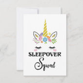 Unicorn Sleepover Squad Birthday Slumber Party Bedankkaart (Voorkant)