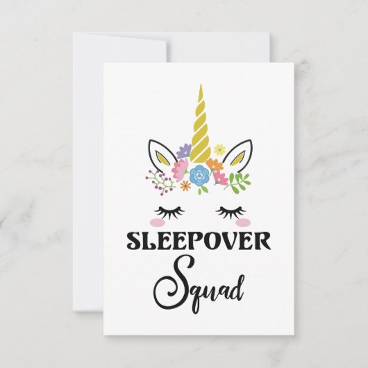 Unicorn Sleepover Squad Birthday Slumber Party Bedankkaart (Voorkant)