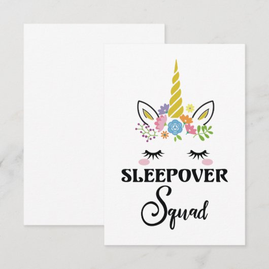 Unicorn Sleepover Squad Birthday Slumber Party Bedankkaart (Voorkant / Achterkant)