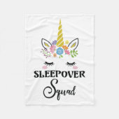 Unicorn Sleepover Squad Birthday Slumber Party Fleece Deken (Voorkant)