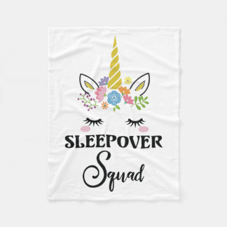 Unicorn Sleepover Squad Birthday Slumber Party Fleece Deken