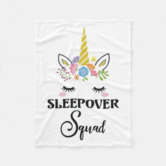 Unicorn Sleepover Squad Birthday Slumber Party Fleece Deken (Voorkant)