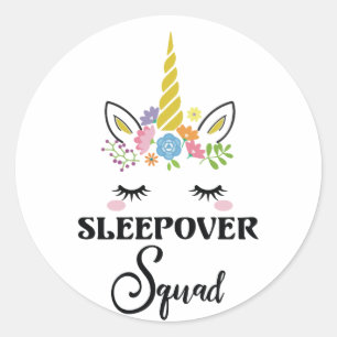 Unicorn Sleepover Squad Birthday Slumber Ronde Sticker