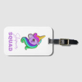 Unicorn Sleepover Squad verjaardagsfeestje Bagagelabel (Voorkant (horizontaal))