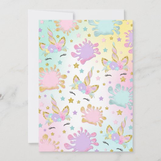 Unicorn Slime Birthday Invitation Slime Party Kaart (Achterkant)