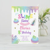 Unicorn Slime Birthday Party Invitation Kaart (Staand voorkant)