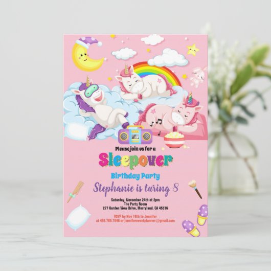 Unicorn slumber kaart (Staand voorkant)