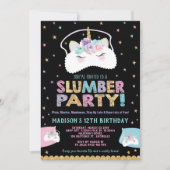Unicorn Slumber Party Birthday Invitation Pajama Kaart (Voorkant)