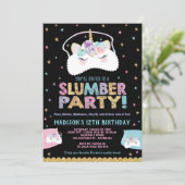 Unicorn Slumber Party Birthday Invitation Pajama Kaart (Staand voorkant)