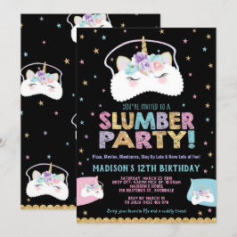 Unicorn Slumber Party Birthday Invitation Pajama Kaart