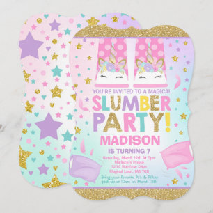 Unicorn Slumber Party Birthday Uitnodiging