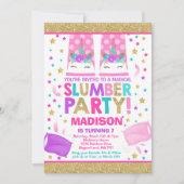 Unicorn Slumber Party Birthday Uitnodiging (Voorkant)