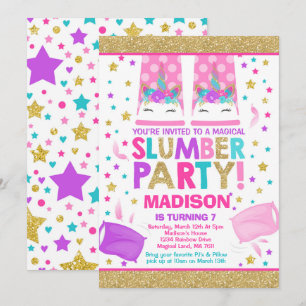 Unicorn Slumber Party Birthday Uitnodiging