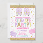 Unicorn Slumber Party Birthday Uitnodiging (Voorkant)