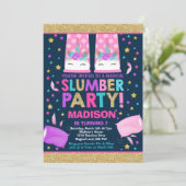 Unicorn Slumber Party Birthday Uitnodiging (Staand voorkant)