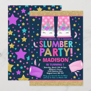 Unicorn Slumber Party Birthday Uitnodiging