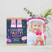 Unicorn Slumber Party Birthday Uitnodiging (Staand voorkant)