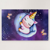 Unicorn slumber party pink purple glitter stars  legpuzzel (Horizontaal)