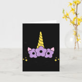 Unicorn Smile Eyelashes Kid Unicorns Flowers Wreat Kaart (Gele Bloem)