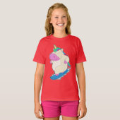 Unicorn Snowboard Winter Sport T-shirt (Voorkant volledig)