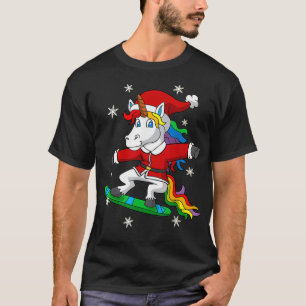 Unicorn Snowboarder Santa Snowboarder Kerstmis S T-shirt
