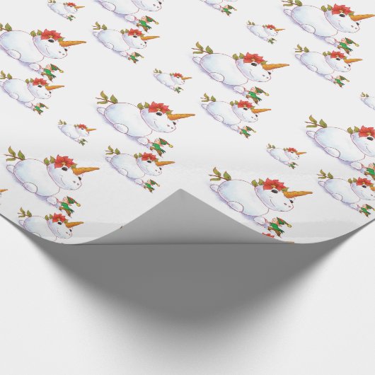 Unicorn Snowman Cadeaupapier (Hoek)