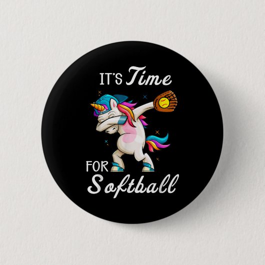 Unicorn Softball Girls Women Softball Ronde Button 5,7 Cm (Voorkant)