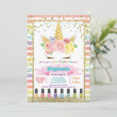Unicorn spa party girl pastelregenboog kaart (Staand voorkant)