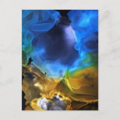 Unicorn Space Nebula blue yellow Alcohol inkt kuns Briefkaart (Voorkant)