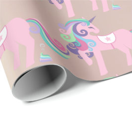 Unicorn Sparkl Glitter Pink Floral Baby Paarly Cadeaupapier