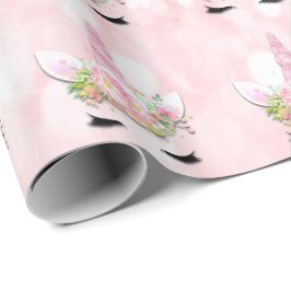 Unicorn Sparkl Glitter Pink Floral Pastel Girly Cadeaupapier
