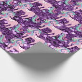Unicorn Sparkl Glitter Pink Sequin Baby Lavender Cadeaupapier (Hoek)