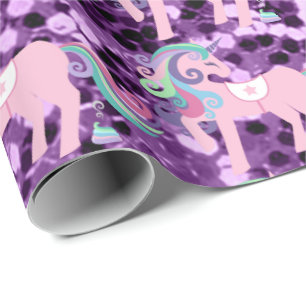 Unicorn Sparkl Glitter Pink Sequin Baby Lavender Cadeaupapier