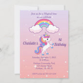Unicorn Sparkle 1st Birthday Uitnodiging (Voorkant)